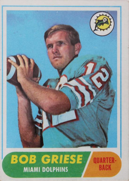 1968 TOPPS FOOTBALL BOB GRIESE #196 ROOKIE CARD (1 of 2)