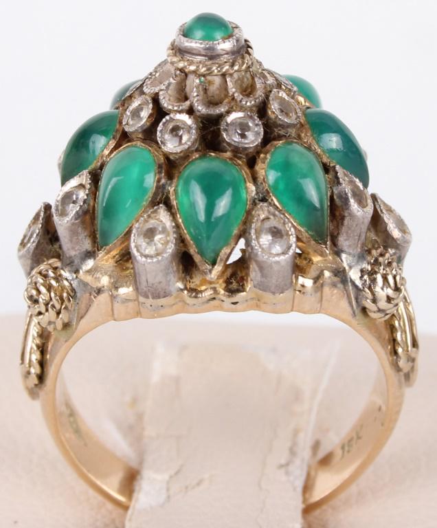 14K YELLOW GOLD GREEN STONE LADIES RING (1 of 3)