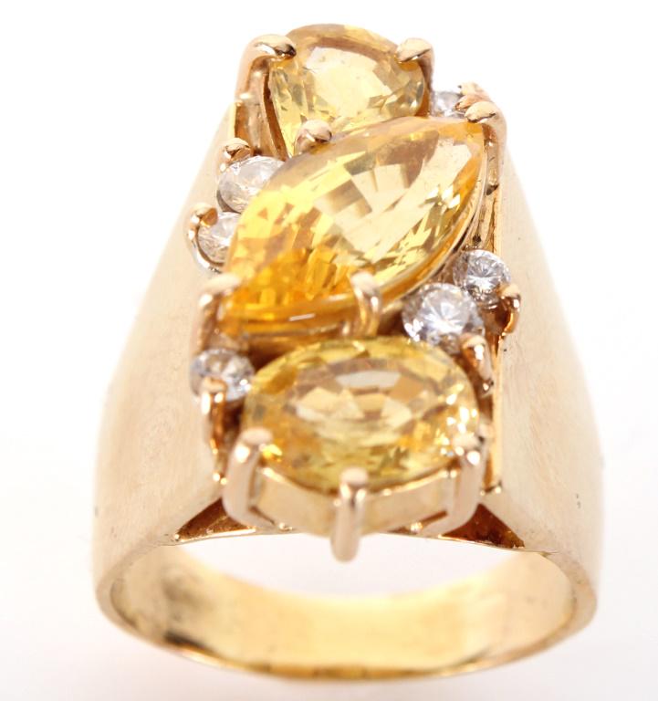 18K YELLOW GOLD YELLOW SAPPHIRE & DIAMOND RING (1 of 7)
