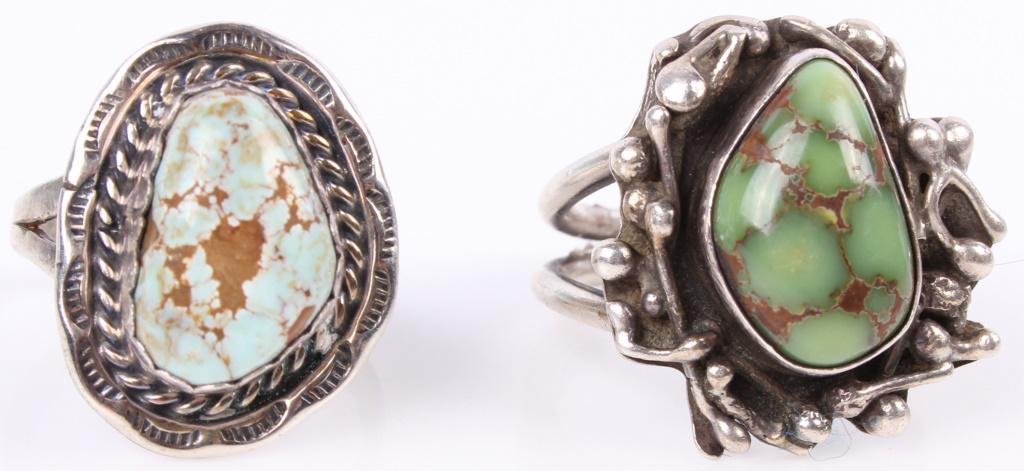 NATIVE AMERICAN STERLING SILVER TURQUOISE RINGS -2 (1 of 5)