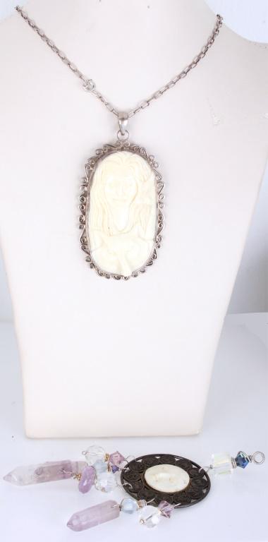 ENGRAVED TRIBAL OXBONE PENDANTS AND CHAIN - 2 (1 of 3)