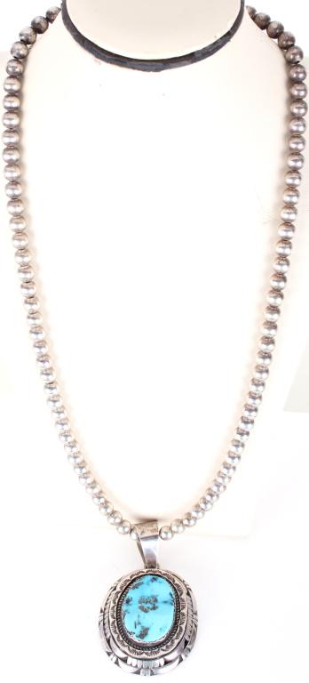 CHARLES JOHNSON STERLING SILVER TURQUOISE NECKLACE (1 of 3)