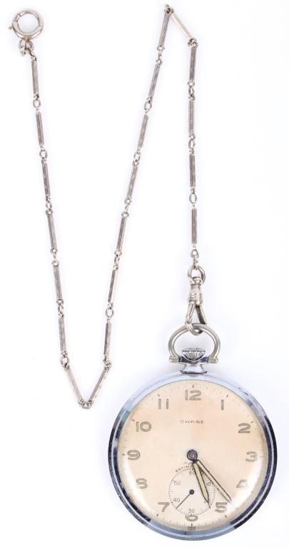 14K WHITE GOLD CHAIN W/ POCKET WATCH - 8.5G GOLD (1 of 5)