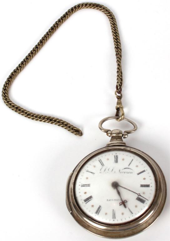 ANTIQUE D.D. NEVEREN POCKETWATCH AND CHAIN (1 of 6)
