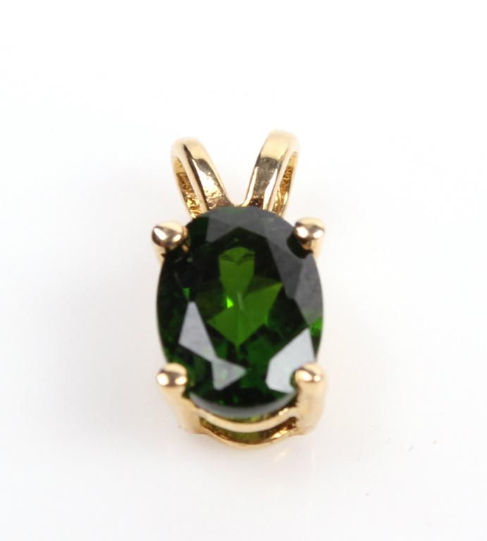 14K YELLOW GOLD CHROME DIOPSIDE LADIES PENDANT (1 of 2)