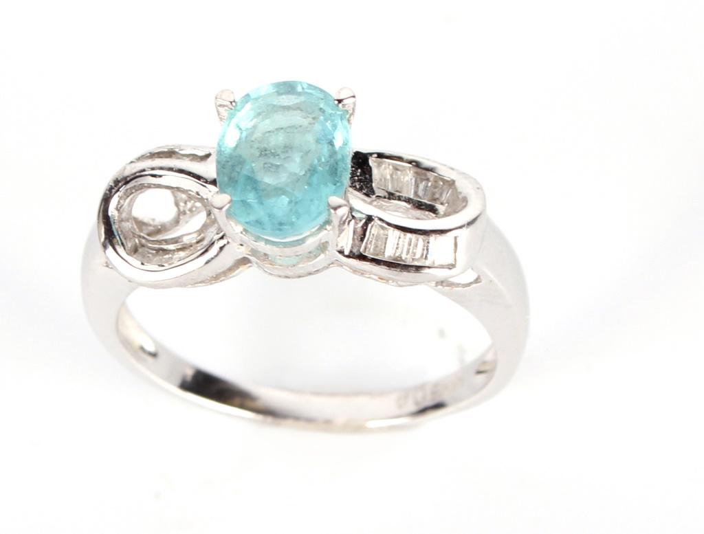 18K WHITE GOLD DIAMOND AQUAMARINE RING - 0.8 CTW (1 of 4)