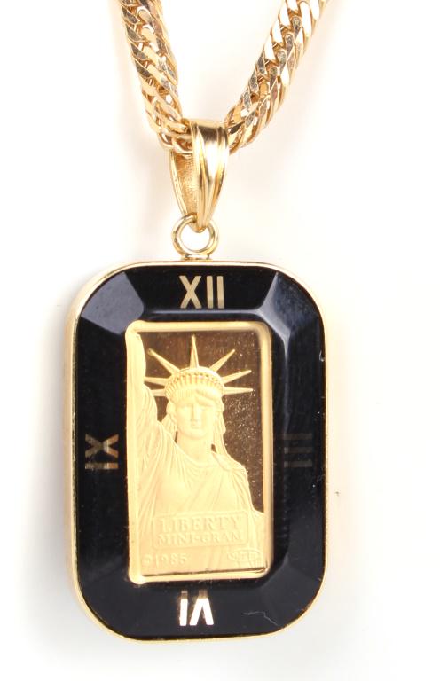 18K YELLOW GOLD NECKLACE & .999 FINE GOLD PENDANT (1 of 3)