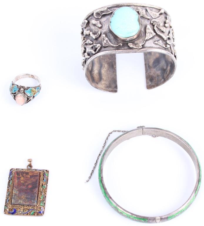 ASSORTED STERLING & SILVER JEWELRY - LOT OF 4 (1 of 8)