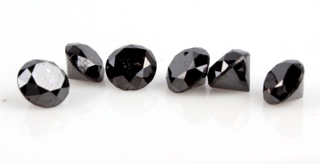 BLACK ROUND CUT DIAMONDS - 4.5 CTW - LOT OF 6 (1 of 3)