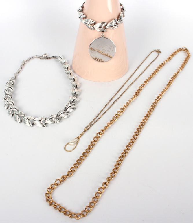 SARAH COVENTRY & CORO NECKLACES & BRACELET: 116168 SARAH COVENTRY & CORO NECKLACES & BRACELET Sarah Coventry pendant necklace and chain necklace with matching Coro necklace and bracelet. Size: 28" longestCondition: Very fine