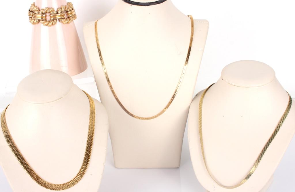 MONET BRACELET & TRIFARI GOLD CHAIN NECKLACES (1 of 5)