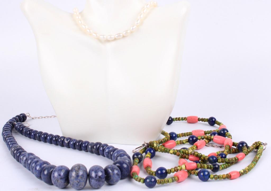 LAPIS MULTI-STONE & BEADED NECKLACES - LOT OF 3 (1 of 5)