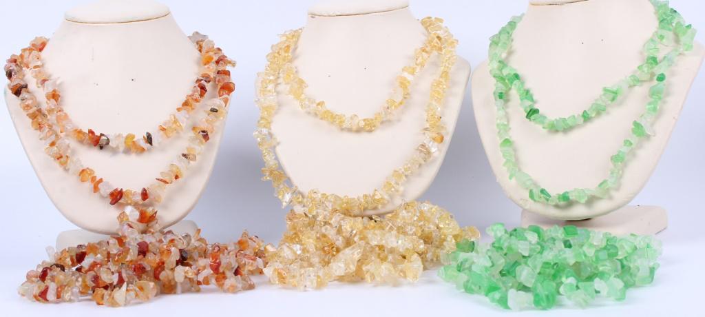 PRECIOUS GEMSTONES CHIPPED NECKLACES - LOT OF 9 (1 of 4)