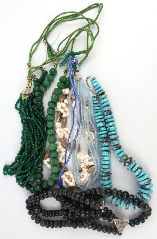 VARIOUS NECKLACES - SEASHELL, TURQUOISE & SPINEL (1 of 2)