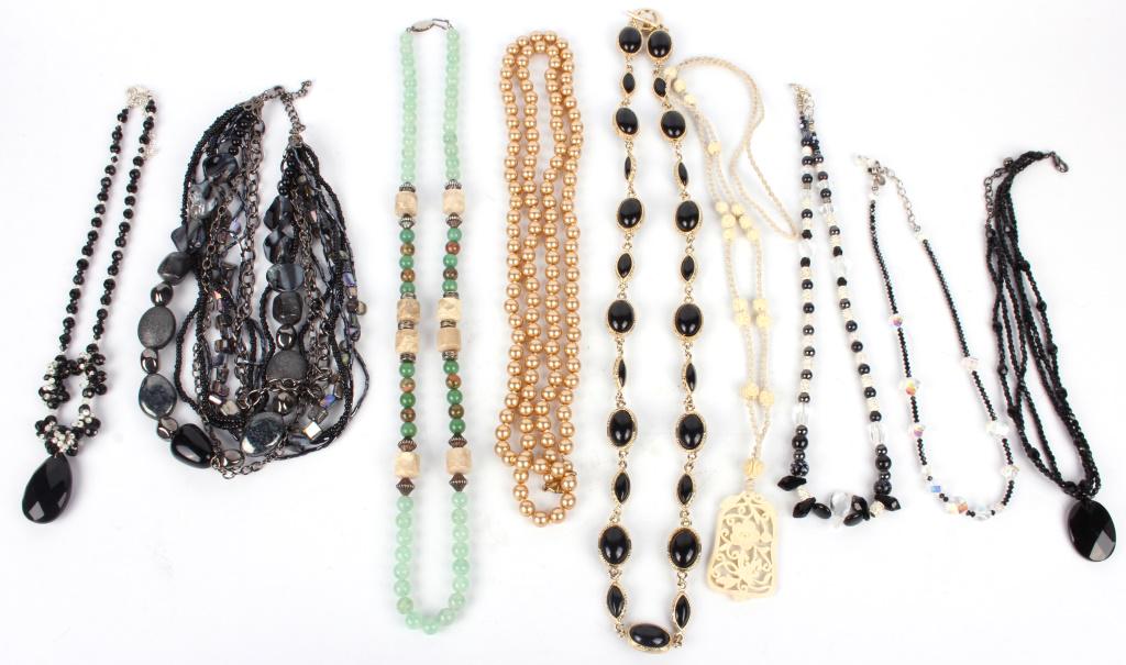 ANTIQUE & VINTAGE BEADED NECKLACES - LOT OF 9: 116186 ANTIQUE & VINTAGE BEADED NECKLACES - LOT OF 9 Antique and vintage beaded necklaces - lot of 9 to include a multi-stone necklace, carved bone necklace, Swarovski crystal necklace, and 6 other ne
