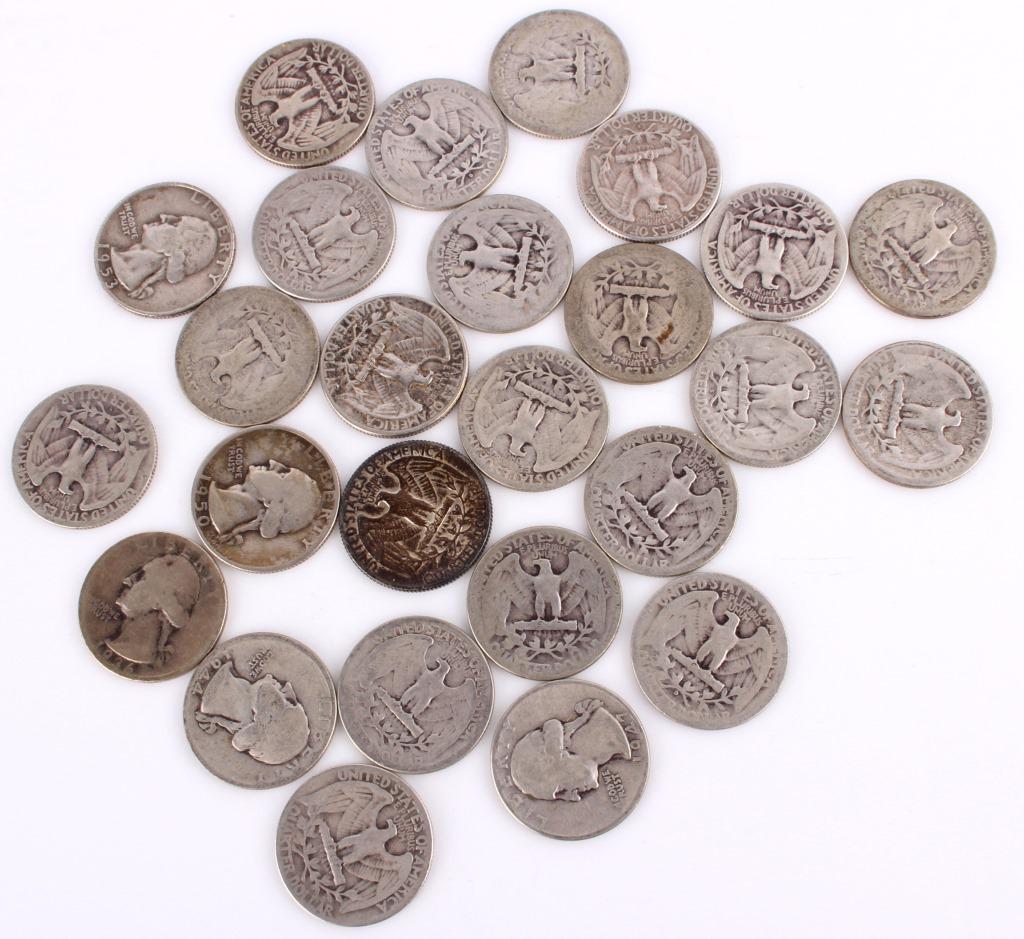 90% SILVER WASHINGTON QUARTERS PRE-1965 - (25) (1 of 1)