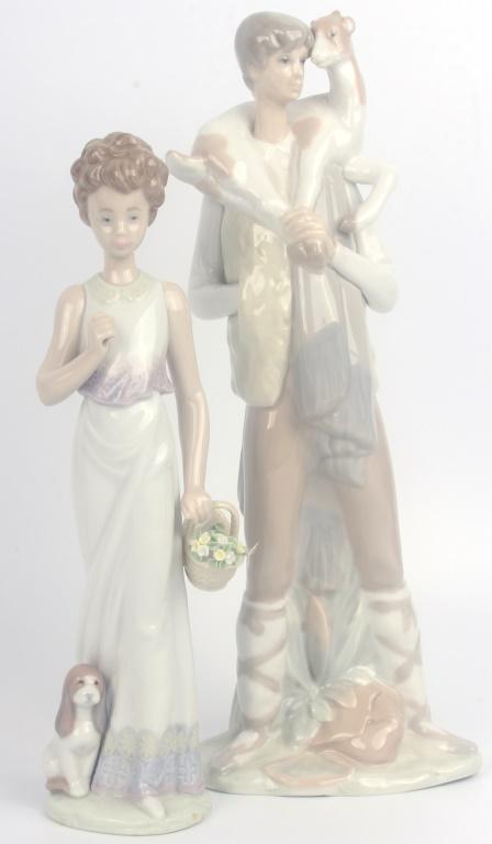 LLADRO GARDEN CLASSIC & BOY W/ GOAT FIGURINES: 116264 LLADRO GARDEN CLASSIC & BOY W/ GOAT FIGURINES Lladro porcelain figurines to include 1991 "Garden Classic" numbered 7617 and sculpted by Juan Huerta, and Lladro "Boy with Goat" 1971 numbered 450