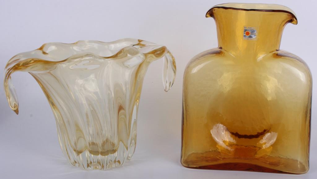 BLENKO HANDMADE GLASS VASE & YELLOW GLASS VASE (1 of 13)