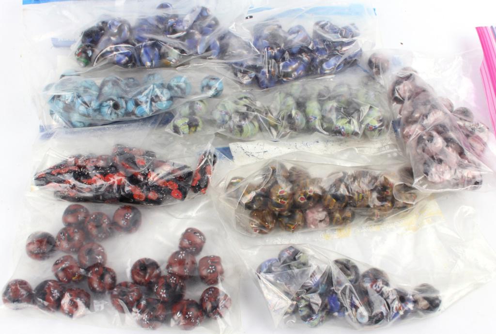 MARBLE COLORED BEADS - 9 BAGS OF VARIOUS COLORS (1 of 4)