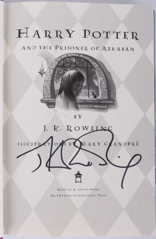 J.K. ROWLING SIGNED HARRY POTTER - PRISONER AZKAB.: 116380 J.K. ROWLING SIGNED HARRY POTTER - PRISONER AZKAB. First American edition of Harry Potter's Prisoner of Azkaban signed by JK Rowling featuring the classic journey of Harry Potter and his friend