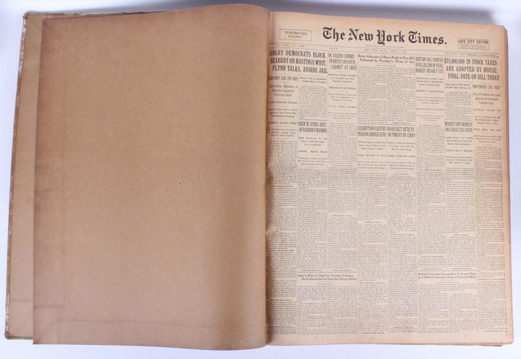 NEW YORK TIMES APRIL 1932 OVERSIZED HARD VOLUME (1 of 5)