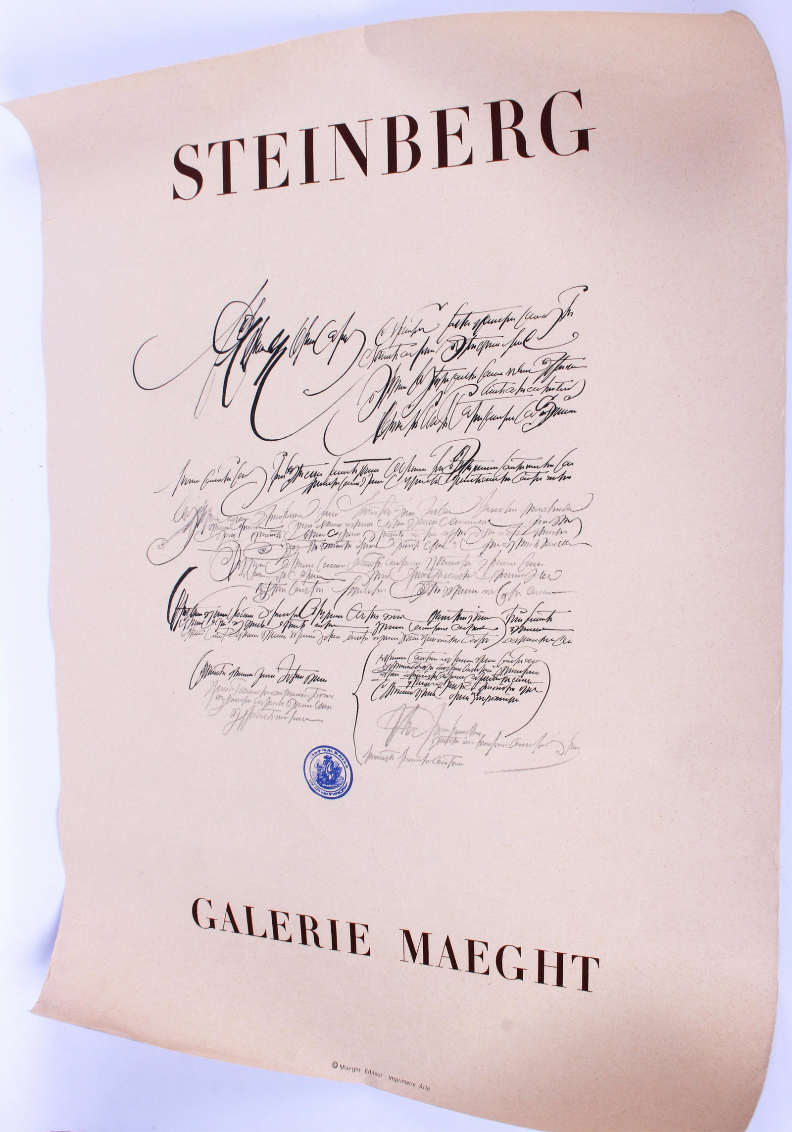 SAUL STEINBERG GALERIE MAEGHT LITHOGRAPHIC POSTER: 117159 SAUL STEINBERG GALERIE MAEGHT LITHOGRAPHIC POSTER Saul Steinberg Galerie Maeght lithographic poster - A poster of "Galarie Maeght" by Saul Steinberg in 1960. Size: 24.5 inches tall 18.5 inches