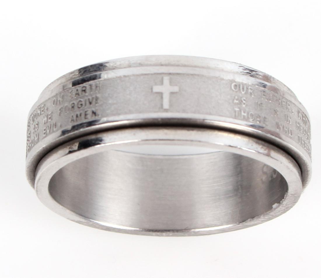 STERLING SILVER LORD'S PRAYER MENS RING (1 of 4)