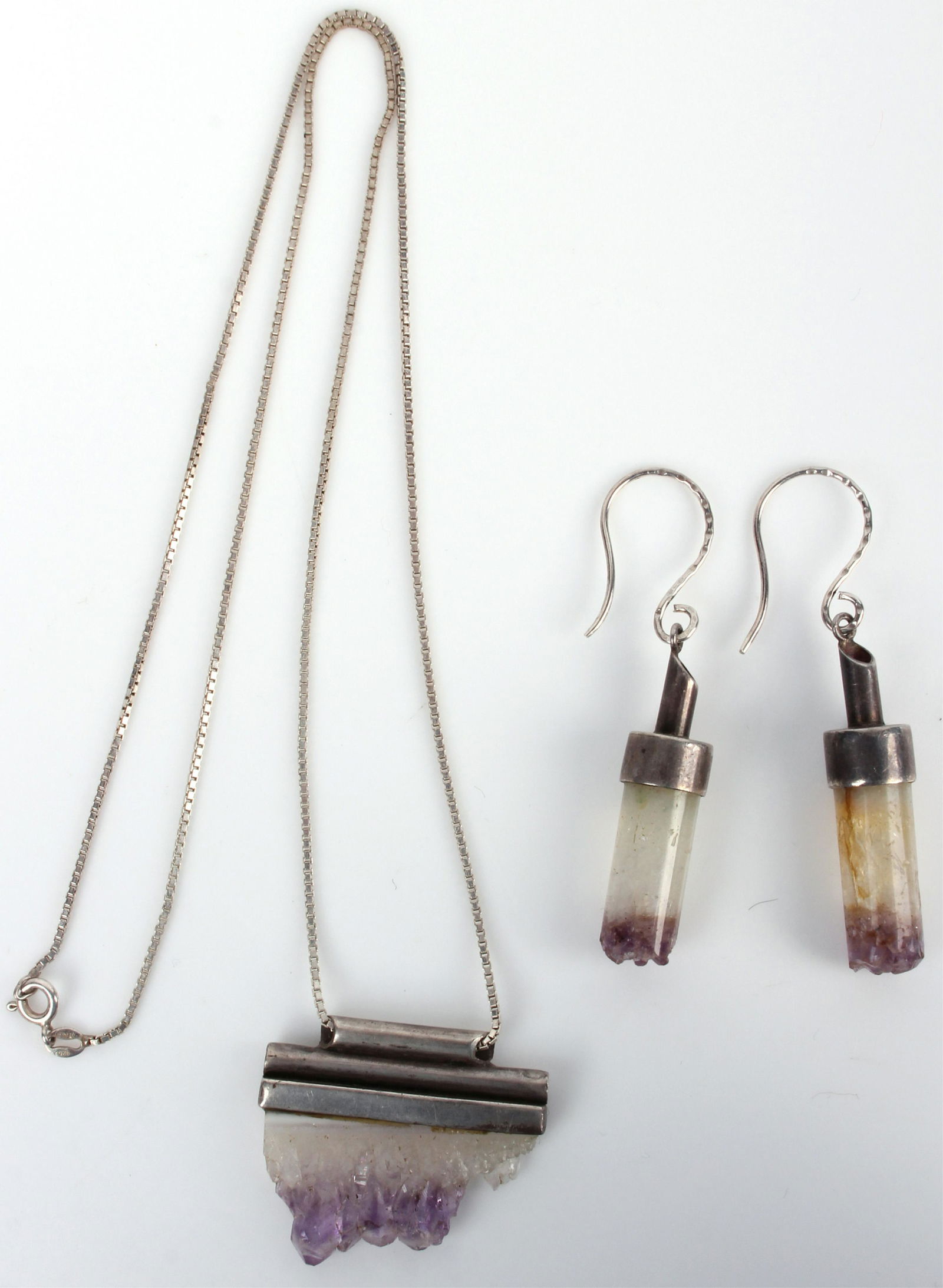 STERLING SILVER RAW AMETHYST MATCHING JEWELRY SET (1 of 4)