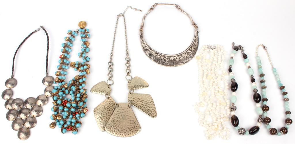 ASSORTED LADIES BEADED & OTHER  NECKLACES - (7) (1 of 2)