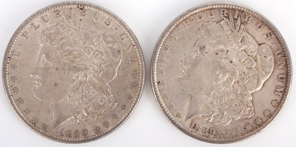 1889 90% SILVER MORGAN DOLLARS - LOT OF 2 (1 of 2)