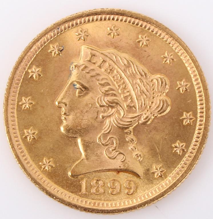 1899 LIBERTY HEAD 2 1/2 DOLLAR COLD COIN (1 of 2)