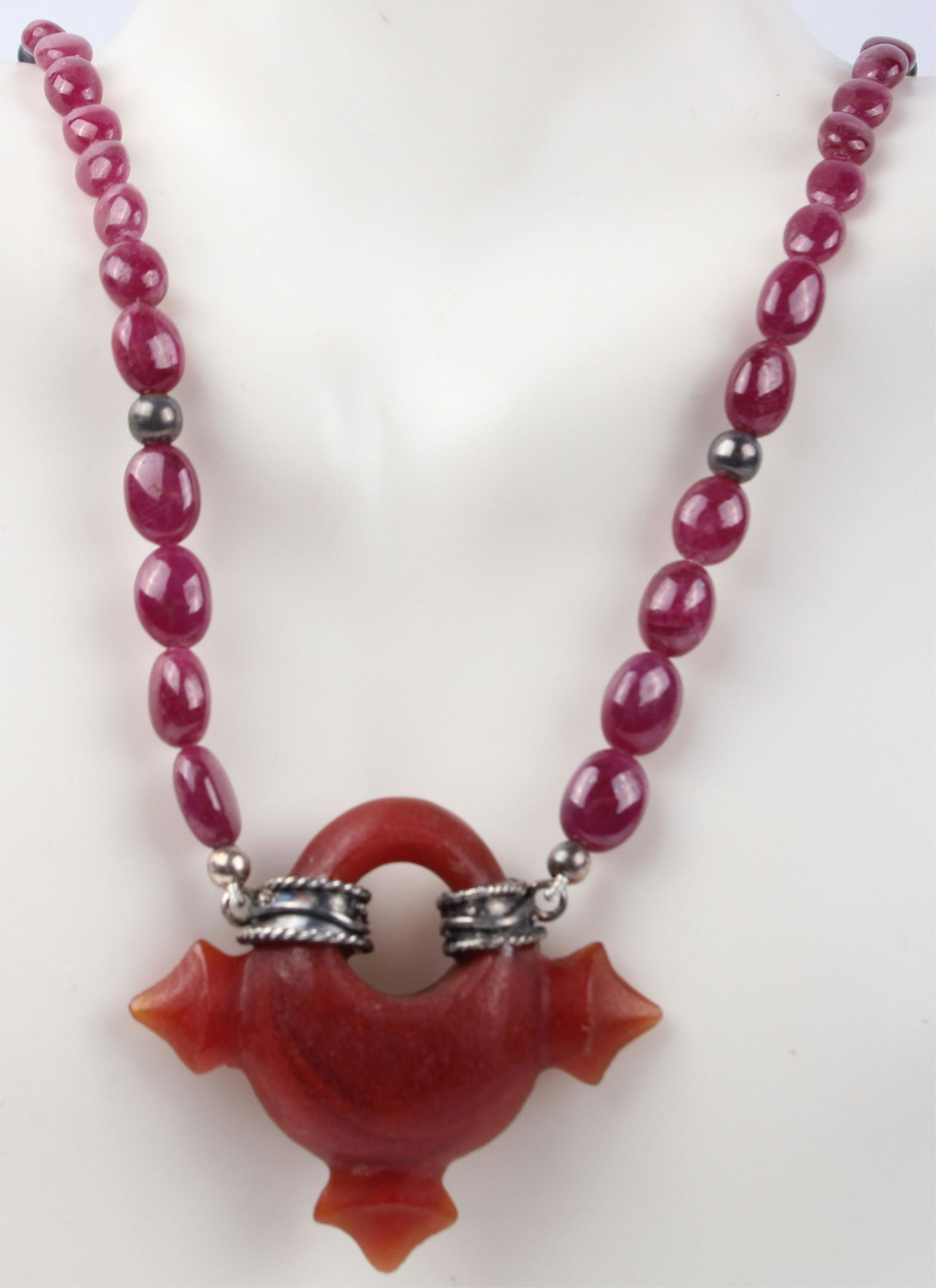 RUBY NECKLACE W/ RED HUYNH GLASS LADIES PENDANT (1 of 3)