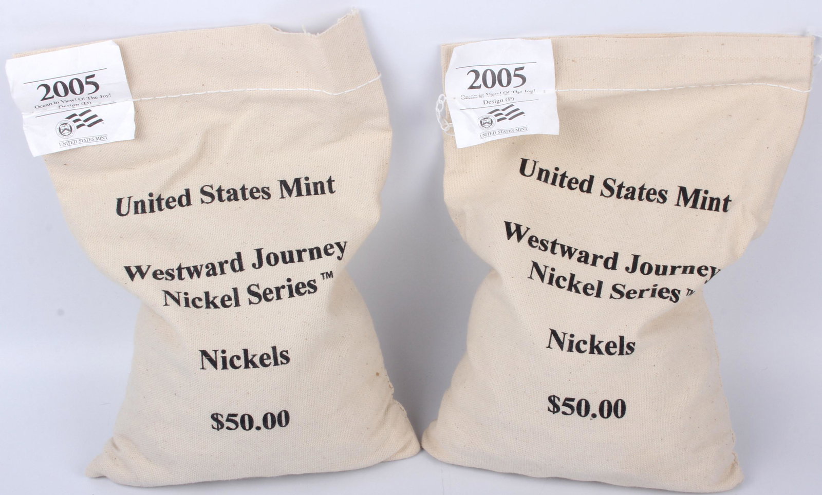 D & P 2005 $50.00 U.S. MINT NICKEL BAGS - LOT OF 2 (1 of 4)