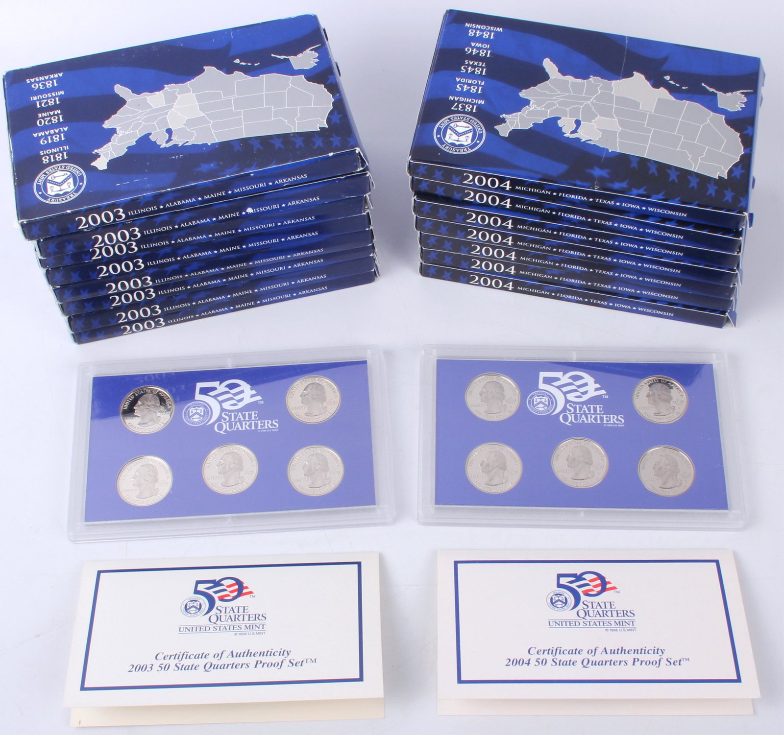 2003 & 2004 U.S. MINT QUARTERS PROOF SETS - (15) (1 of 5)