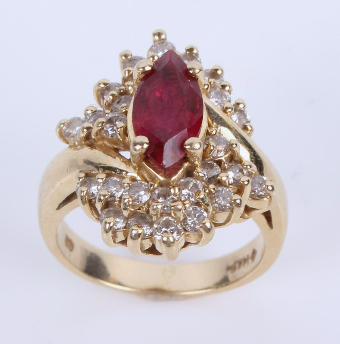 14K YELLOW GOLD DIAMOND & RUBY RING - 0.56 CTW (1 of 5)