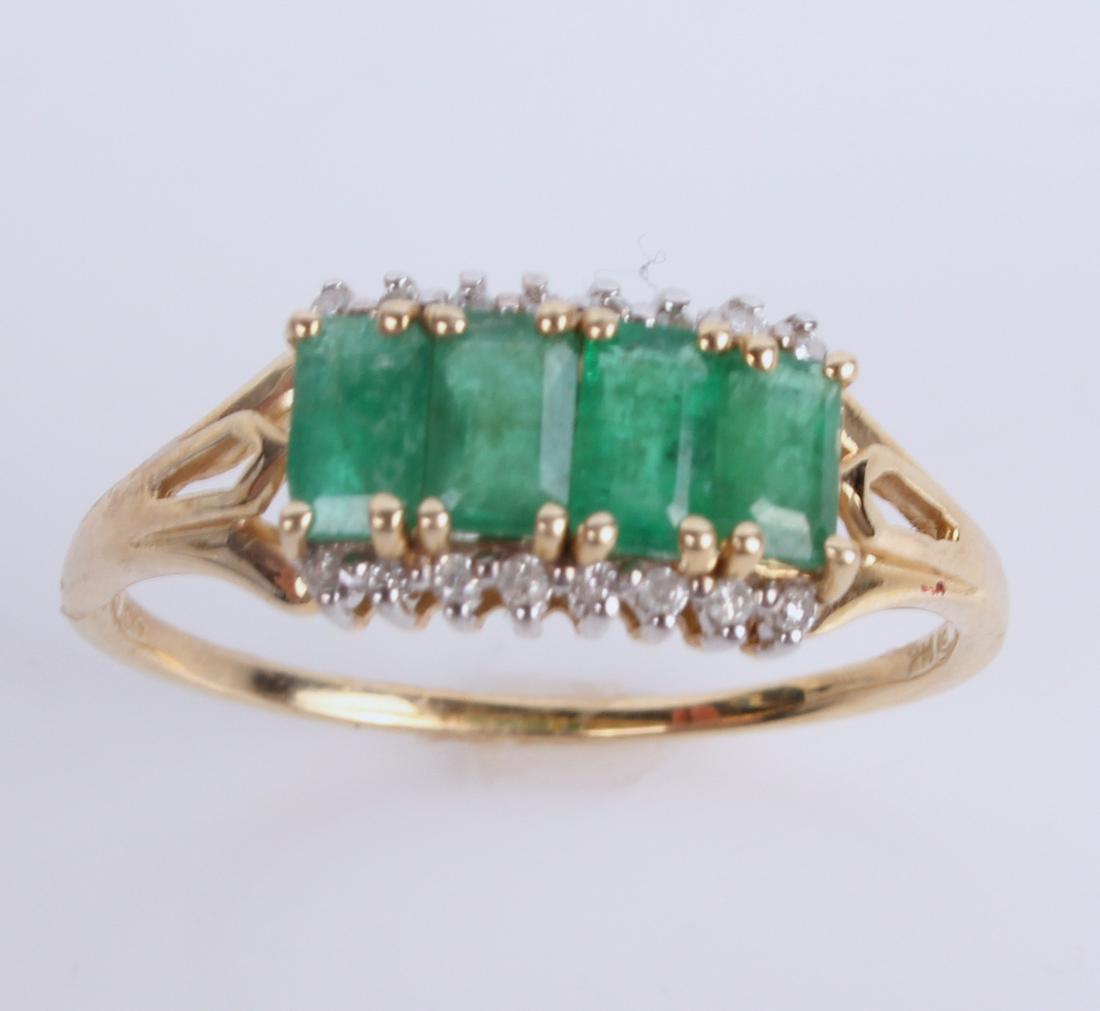 14K YELLOW GOLD DIAMOND & EMERALD RING - 0.16 CTW (1 of 5)