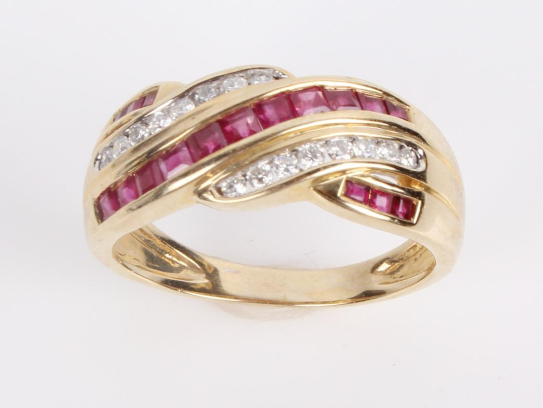 14K YELLOW GOLD CHANNEL SET DIAMOND RUBY RING (1 of 5)