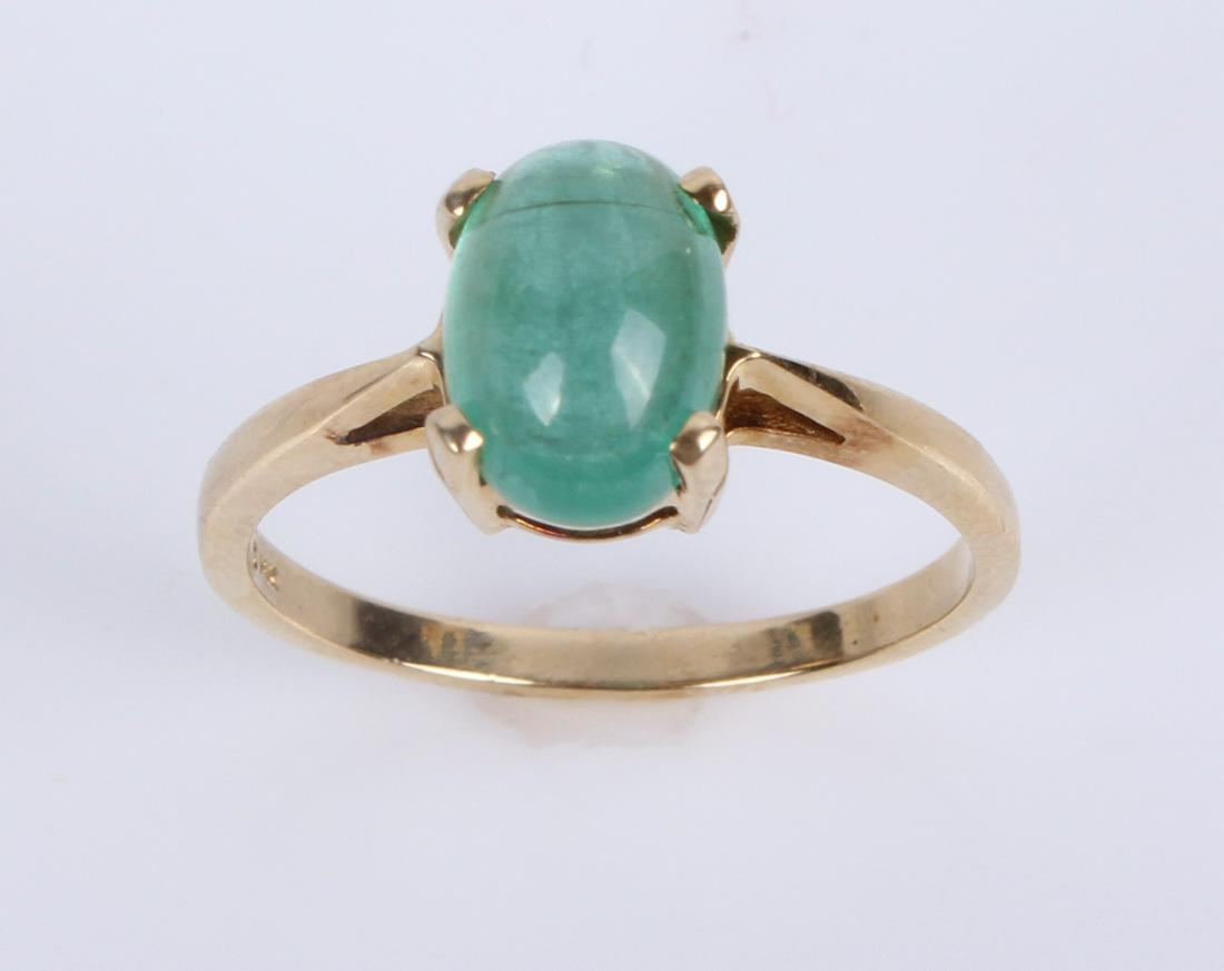 14K YELLOW GOLD GEM SILICA CHRYSOCOLLA LADIES RING (1 of 5)
