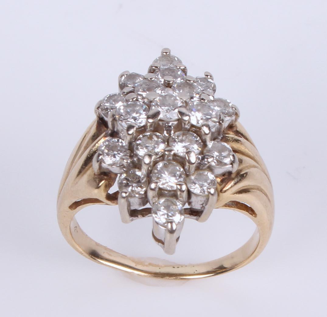 VINTAGE 14K YELLOW GOLD DIAMOND COCKTAIL RING (1 of 5)
