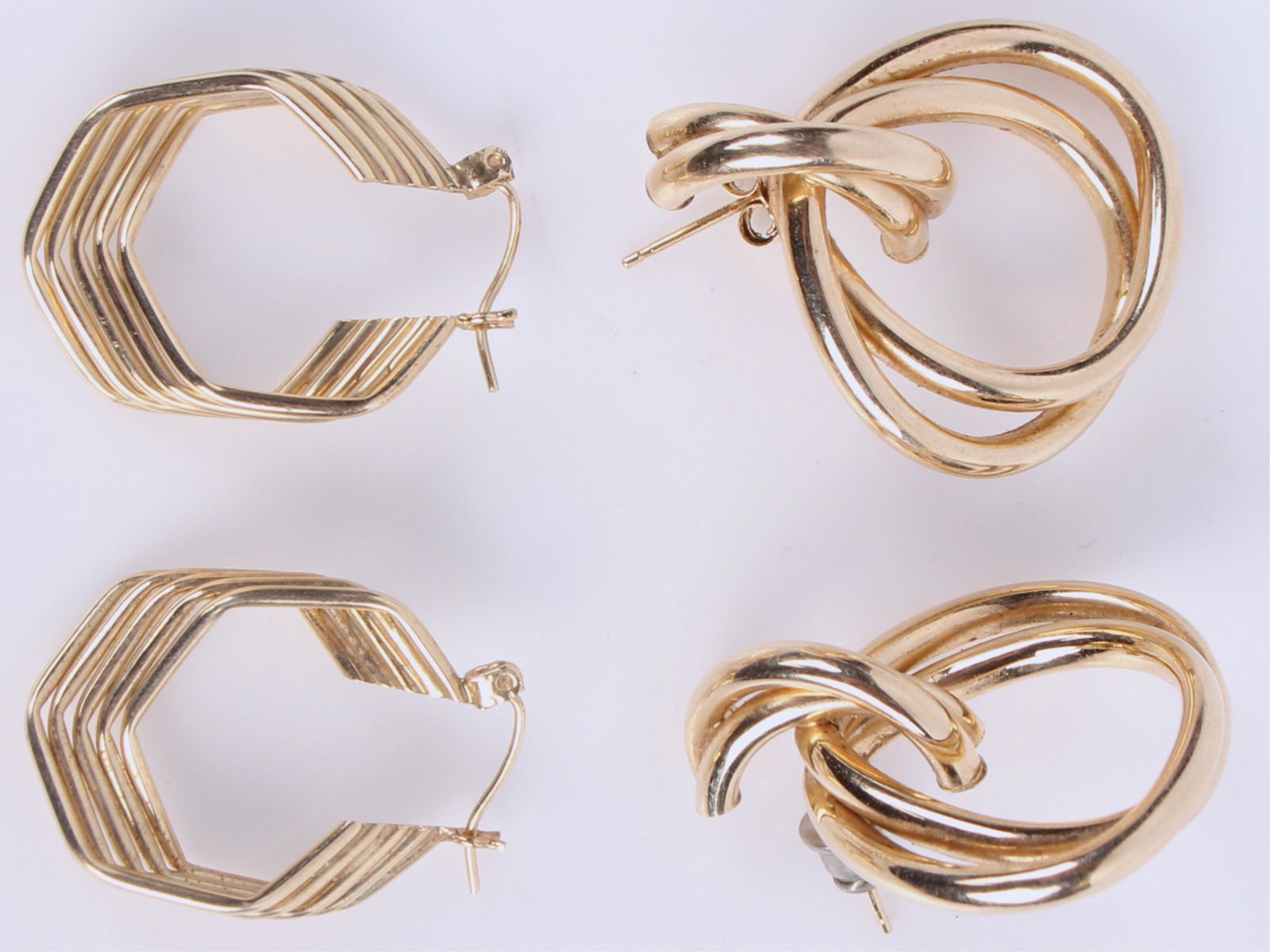 14K YELLOW GOLD DANGLE LADIES EARRINGS - LOT OF 2 (1 of 3)