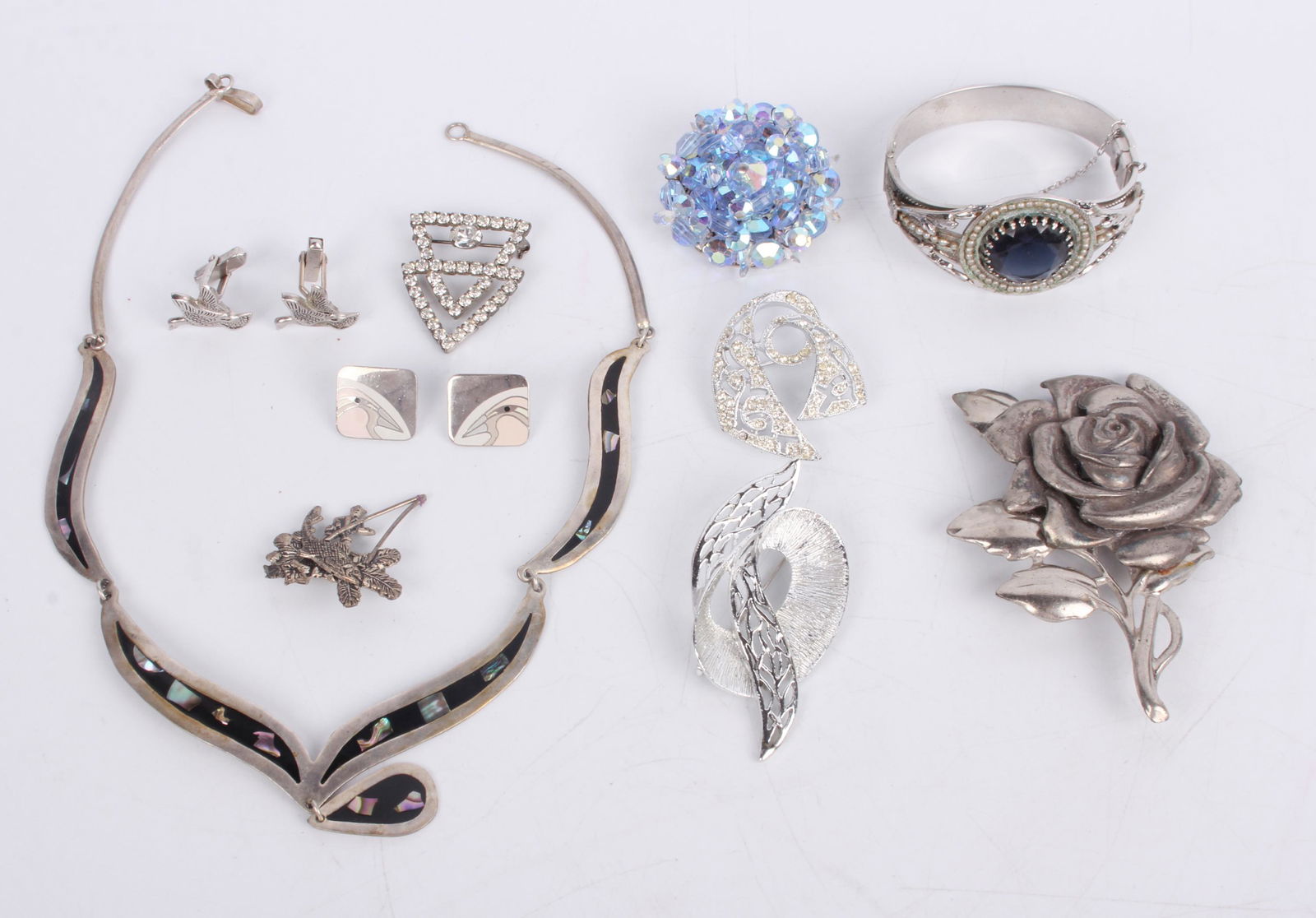 ASSORTED SILVER TONED COSTUME JEWELRY - LOT OF 10 (1 of 6)