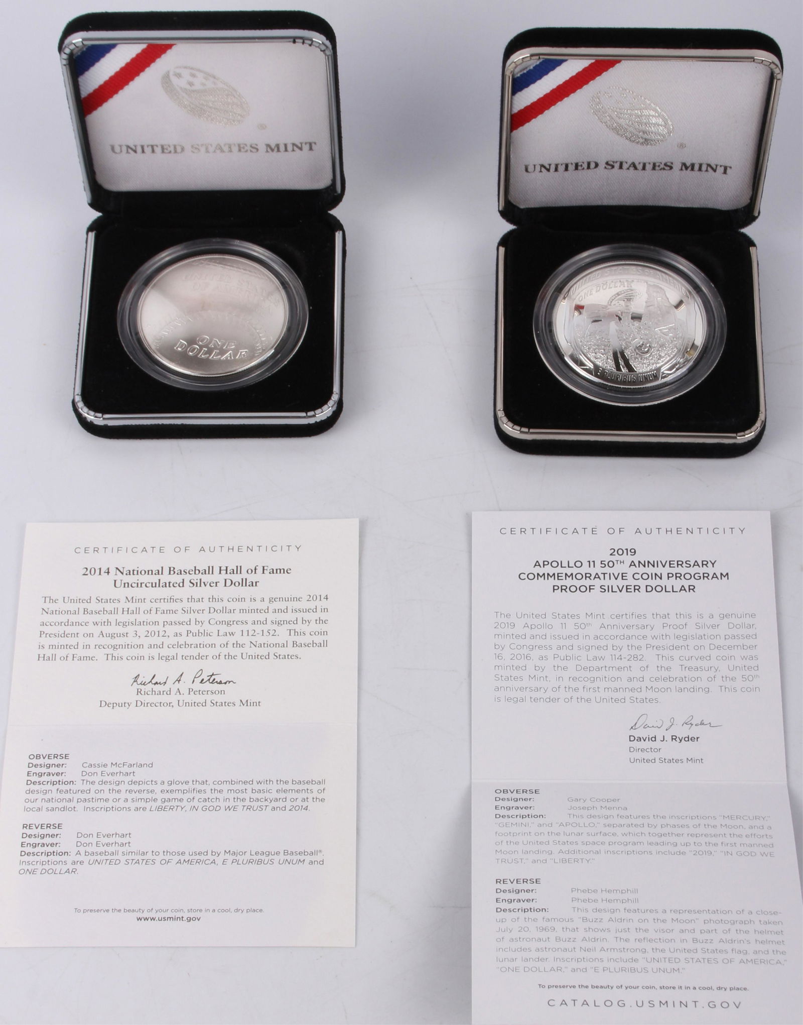 US 2014 & 2019 COMMEMORATIVE SILVER DOLLARS - (2) (1 of 6)