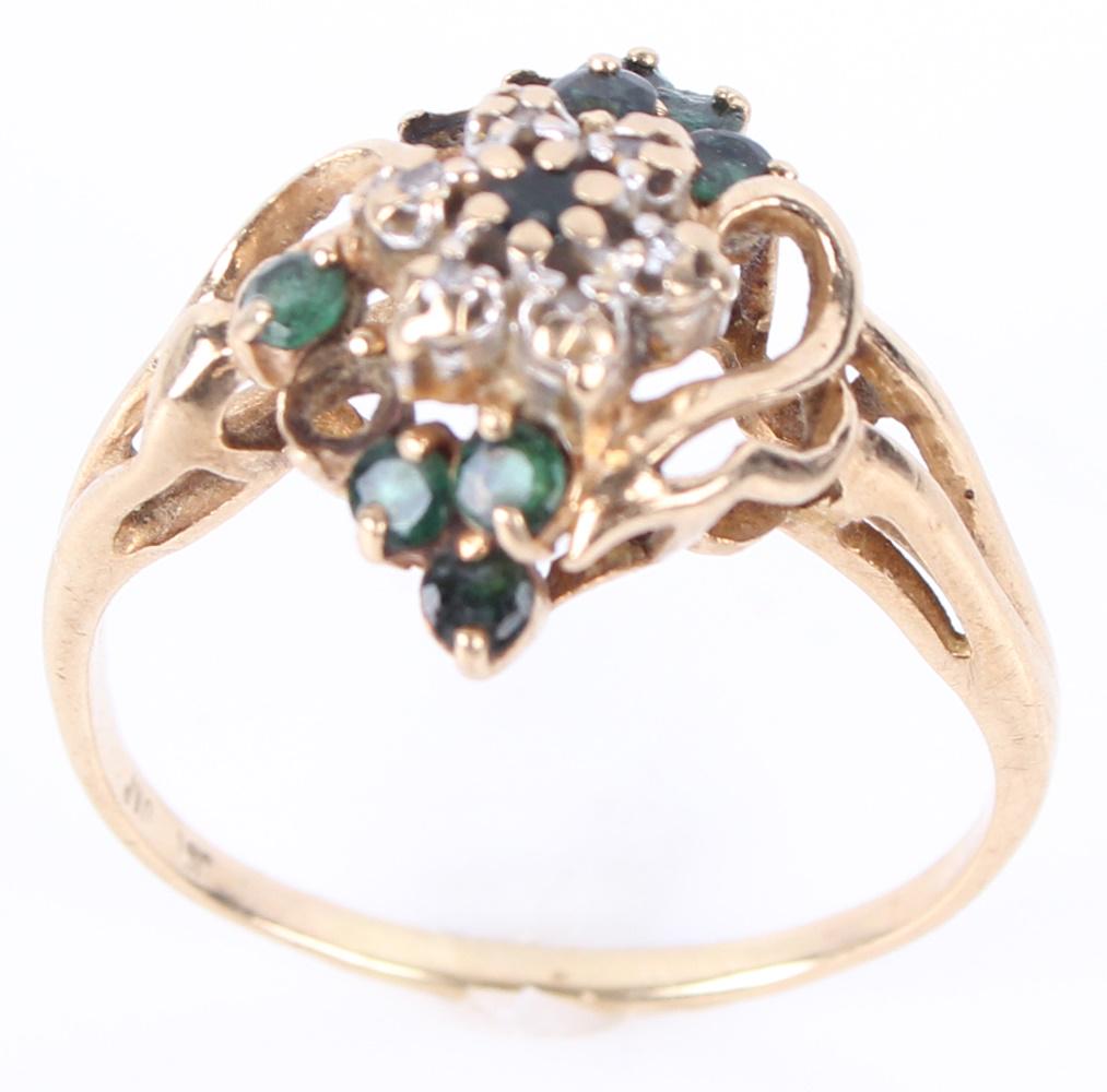 10K YELLOW GOLD EMERALD DIAMOND LADIES RING (1 of 4)