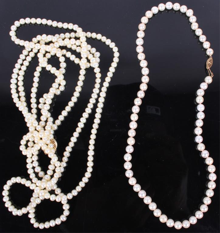 14K & 10K YELLOW GOLD PEARL NECKLACES - LOT OF 2 (1 of 3)