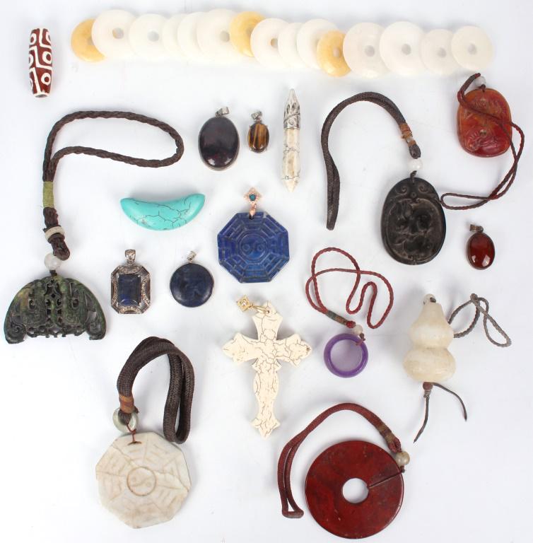 ANTIQUE ASSORTED STONE JEWELRY & BEADS - LOT OF 32 (1 of 3)