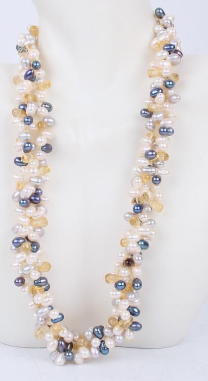 THREE STRAND MULTI-COLORED PEARL LADIES NECKLACE (1 of 1)