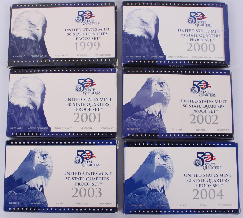 US MINT 50 STATE QUARTERS PROOF SETS W/ COA'S (6) (1 of 4)