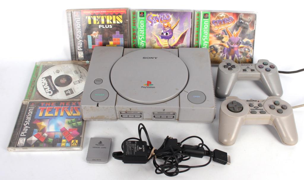 PLAY STATION GAME SYSTEM W/ 5 GAMES & CONTROLLERS (1 of 3)