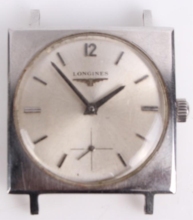 LONGINES STAINLESS STEEL SQUARE WRISTWATCH (1 of 2)