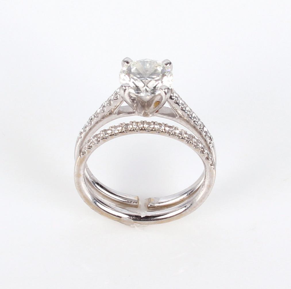 18K WHITE GOLD PLATINUM & DIAMOND BRIDAL RING SET (1 of 9)